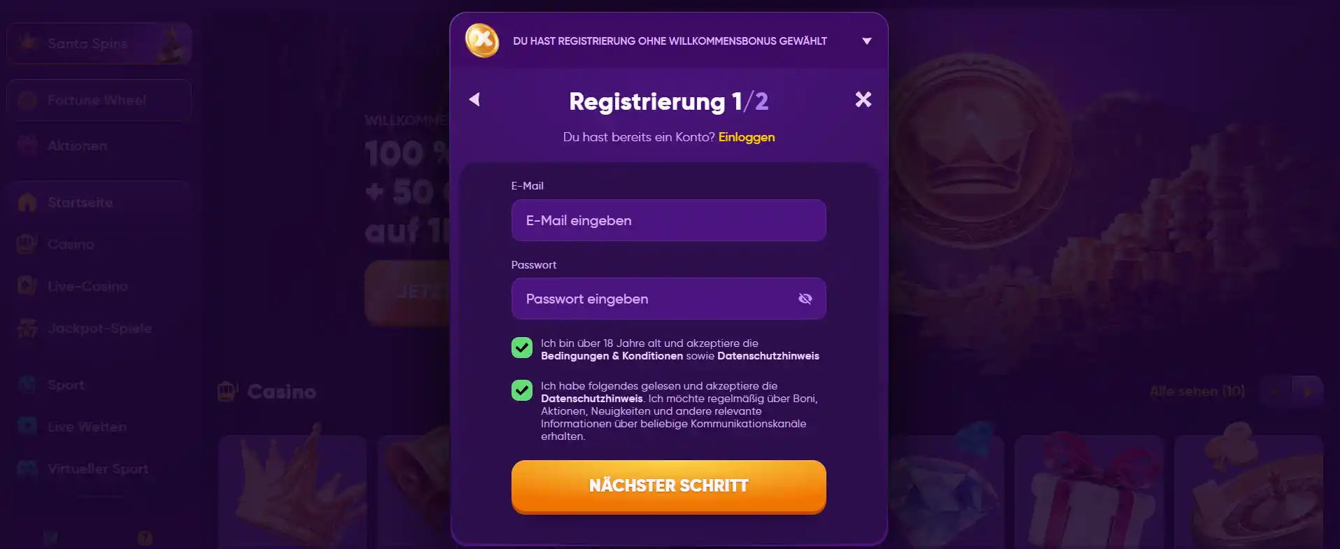 Kingmaker Casino Registrierung